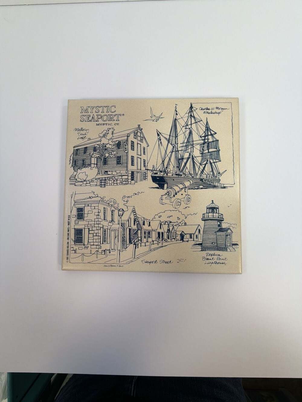 Quahog Hollow Mystic Seaport 1985 Ceramic Wall Tile Art
